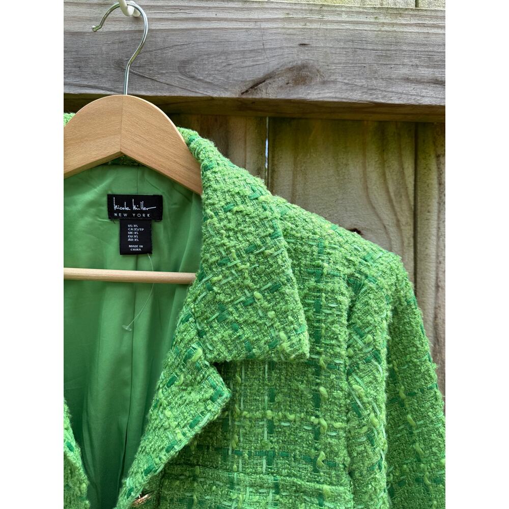 Nicole Miller Lime Bouclé Cropped Jacket - Picture 2 of 5